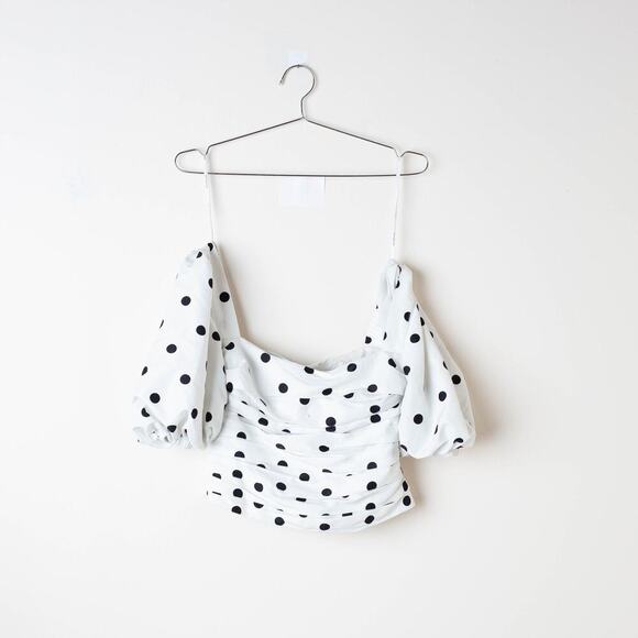 Self-Portrait Taffeta Polka Dot Top - Size 4 - Picture 2 of 9